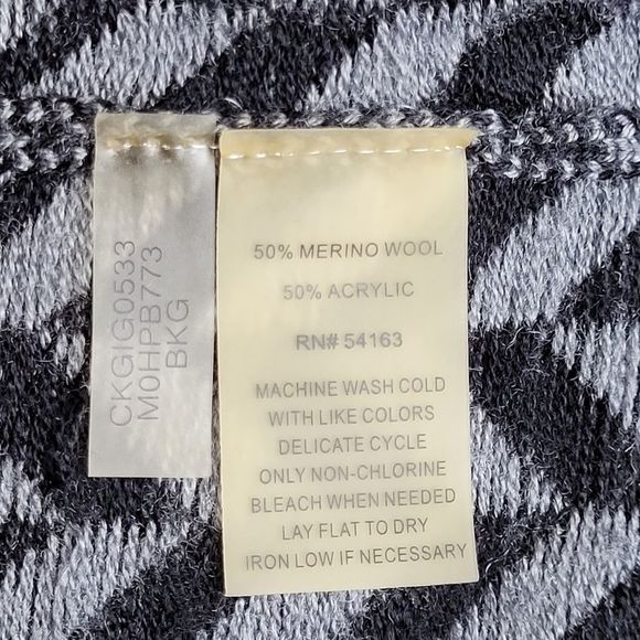 Calvin Klein Merino Wool Hounds tooth Open Sweater with Pockets - Picture 11 of 13